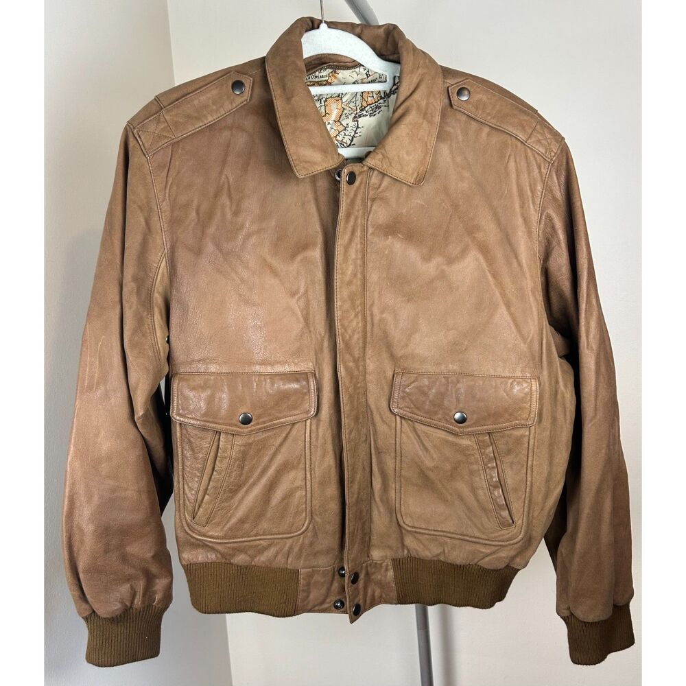 Men's Brown Leather Bomber Jacket